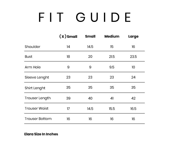 Elara Size Chart